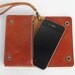 Leather iPhone wallet case with mini zipper in caramel brown (For iPhone4/4s)