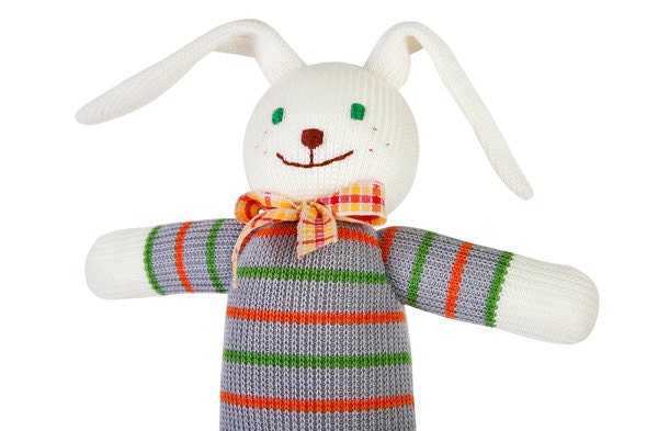 Benito the Bunny+ GIFT, knitted doll - knitted animal, rabbit, Easter gift for boys and girls from 3 till 99 years old - FrejaToys