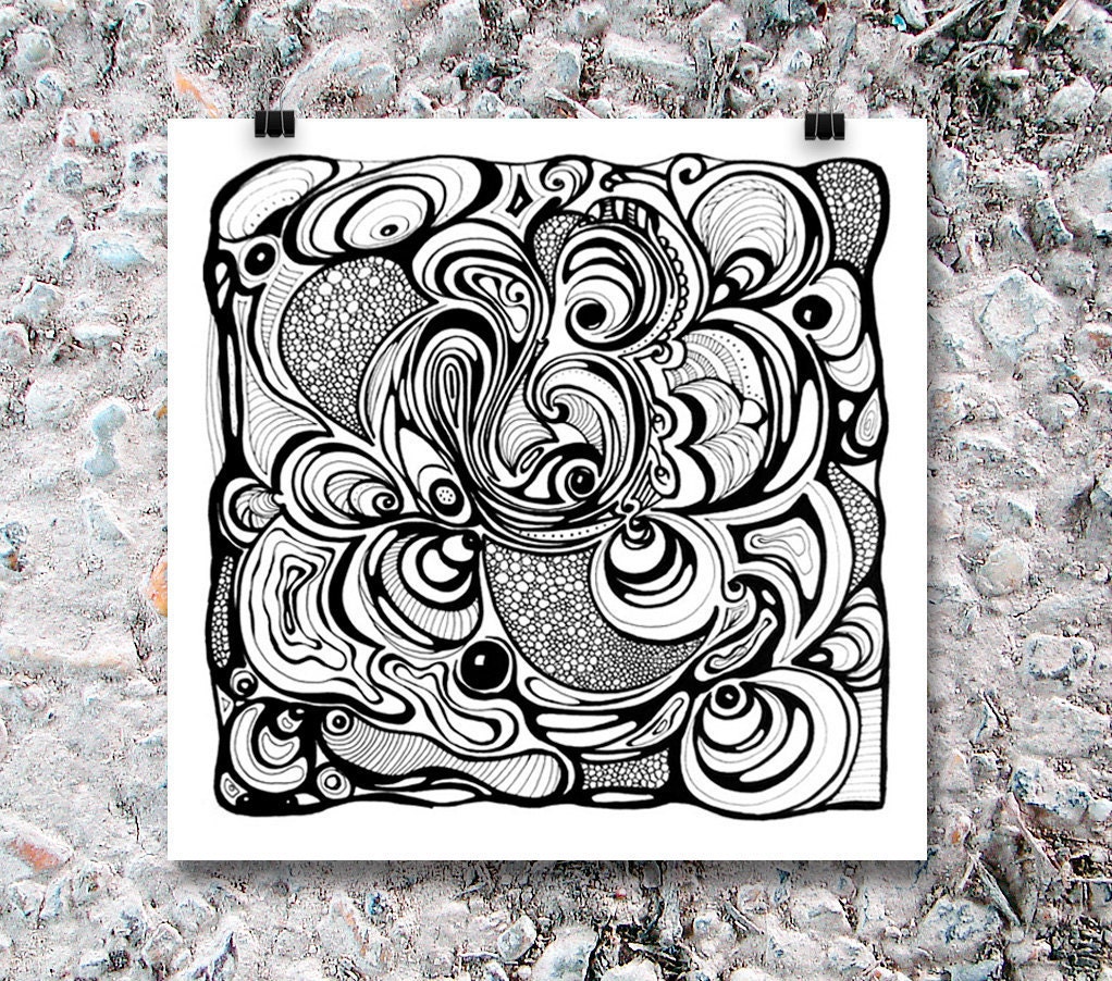 Art Print "Intestines" - Print of Black and White Abstract Drawing 8" x 10" B2G1F