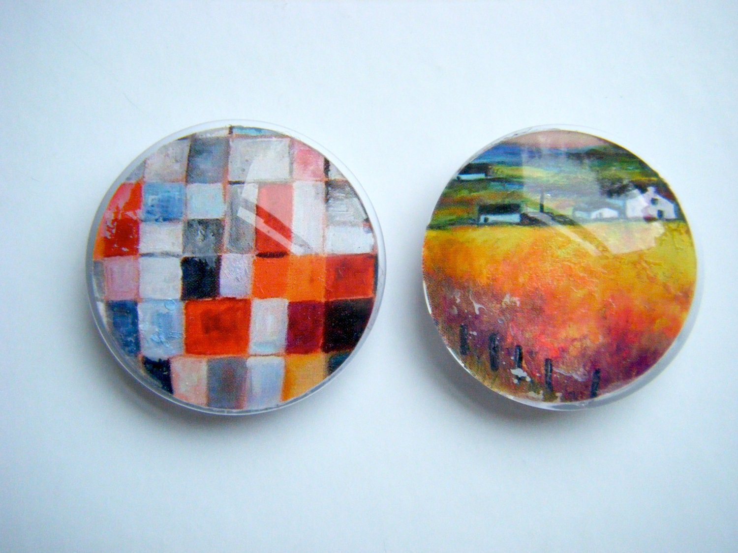 Large Art Magnets - set of 2 - mini paintings - based on oil paintings