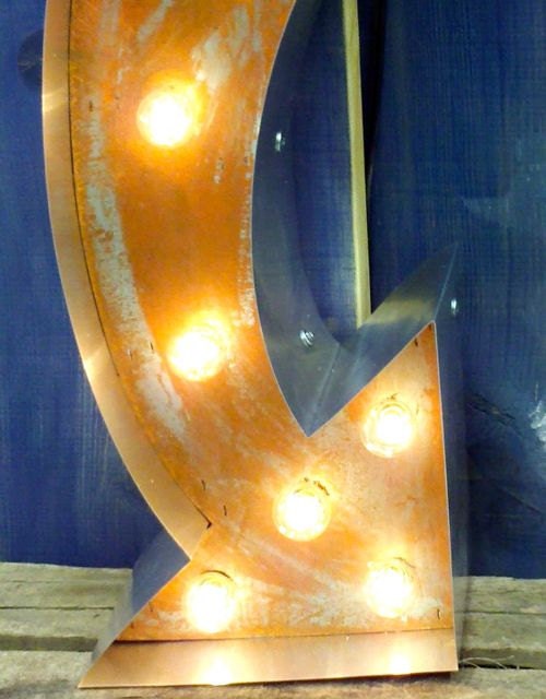 24" Arrow Vintage Marquee Hollywood Lighted Shape Metal & Wood