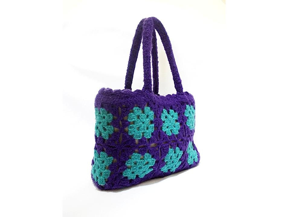 Granny Square Bag- Useful and Fashionable Crochet Bag- Handmade bag- Crochet purse- Purple bag- Tote- Unique crochet tote- Remarkable bag