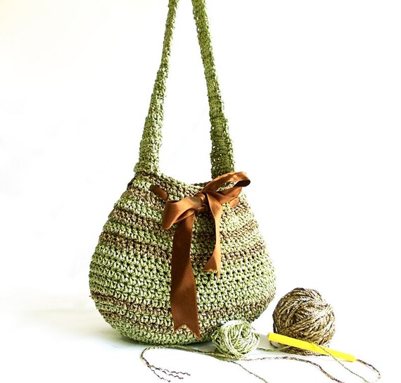 Beautiful Crochet Handbag- So Cute Bag- Midi Bag- Green Bag- Handmade handbag- ipad bag- Unique Pouch- Stylish handbag- Useful Handbag OOAK