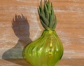 GREEN GLASS VASE - Depression Era
