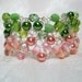 Pink and Green Beaded Bracelet, handmade crochet wire jewelry