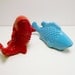 ceramic fish figurines  //  turquoise, red, aqua blue  //  upcycled ceramics  //  funky colorful collectibles  //  pop art