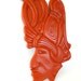 tribal head wall hanging  //  upcycled wood decor, tangerine, red orange, pumpkin  //  wood carving, natural, indian, deep color