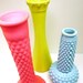 vintage milk glass vase set  //  turquoise, aqua, neon pink, lime green  //  painted vases, mid century decor, upcycled, retro, 60s, mod