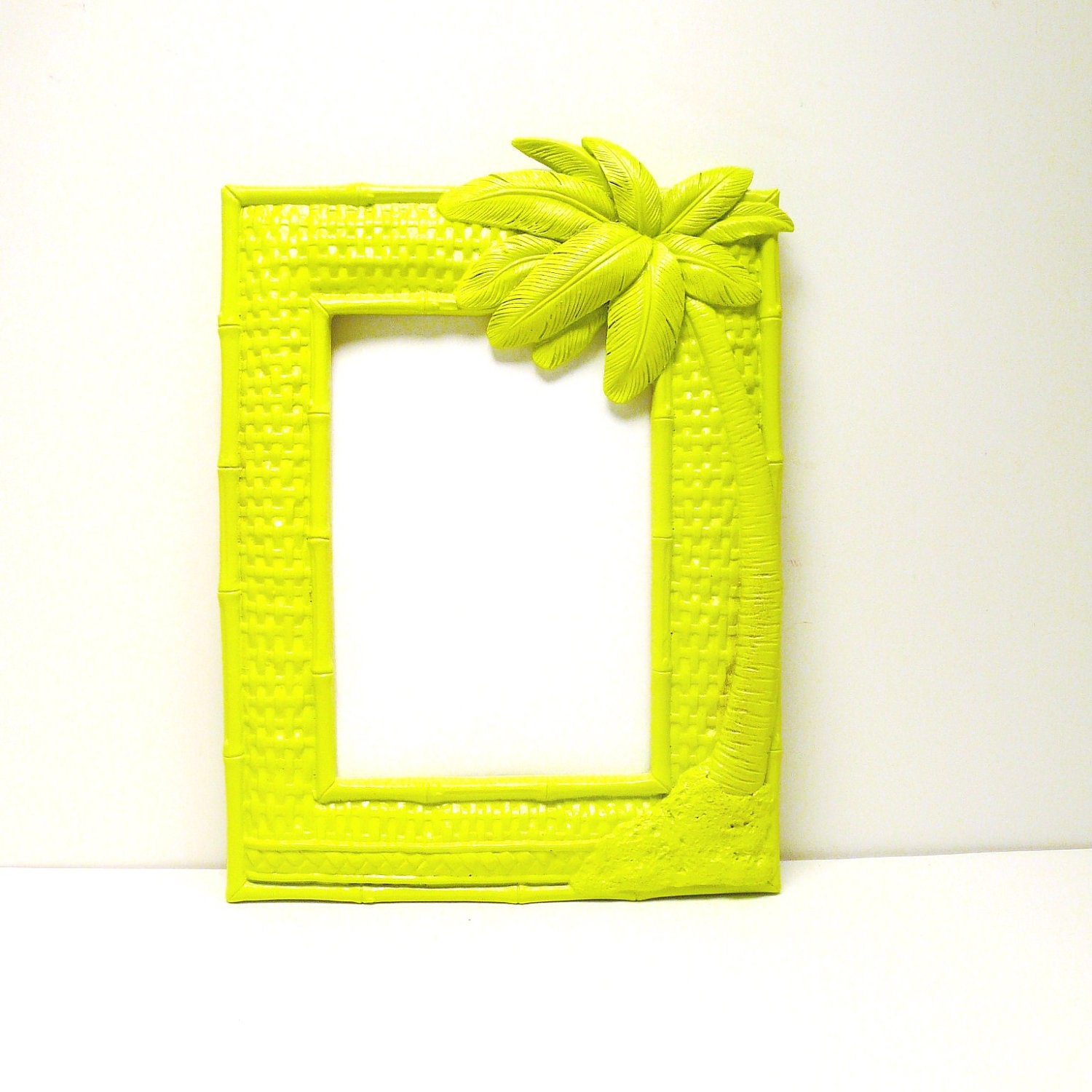 palm tree picture frame neon lime green upcycled frames by nashpop