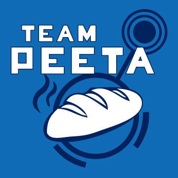 Unisex Hunger Games Team Peeta T-Shirt with Bread Graphic, Blue