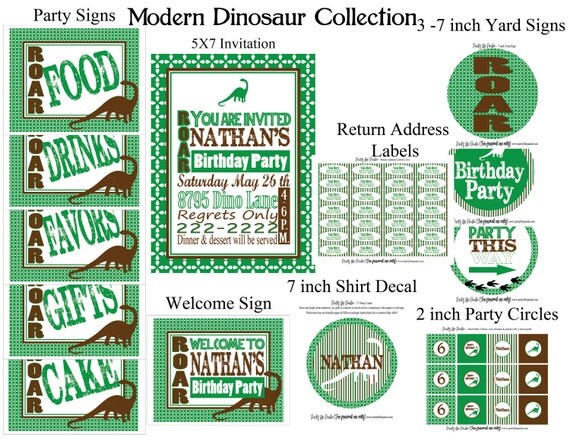 Printable Modern Dinosaur Party Package...by Party Like Paula Il_570xn