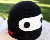 Ninja Hat with Star : Awesomely Cool Japanese -ish Handmade Crochet Beanie Hat - Kawaii