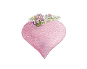 Pink Heart Watercolor Painting - Mother's Day, Flowers Blossoms, Love, Wedding, Mother, Sister, Friend, Baby, Valentine - Art Print