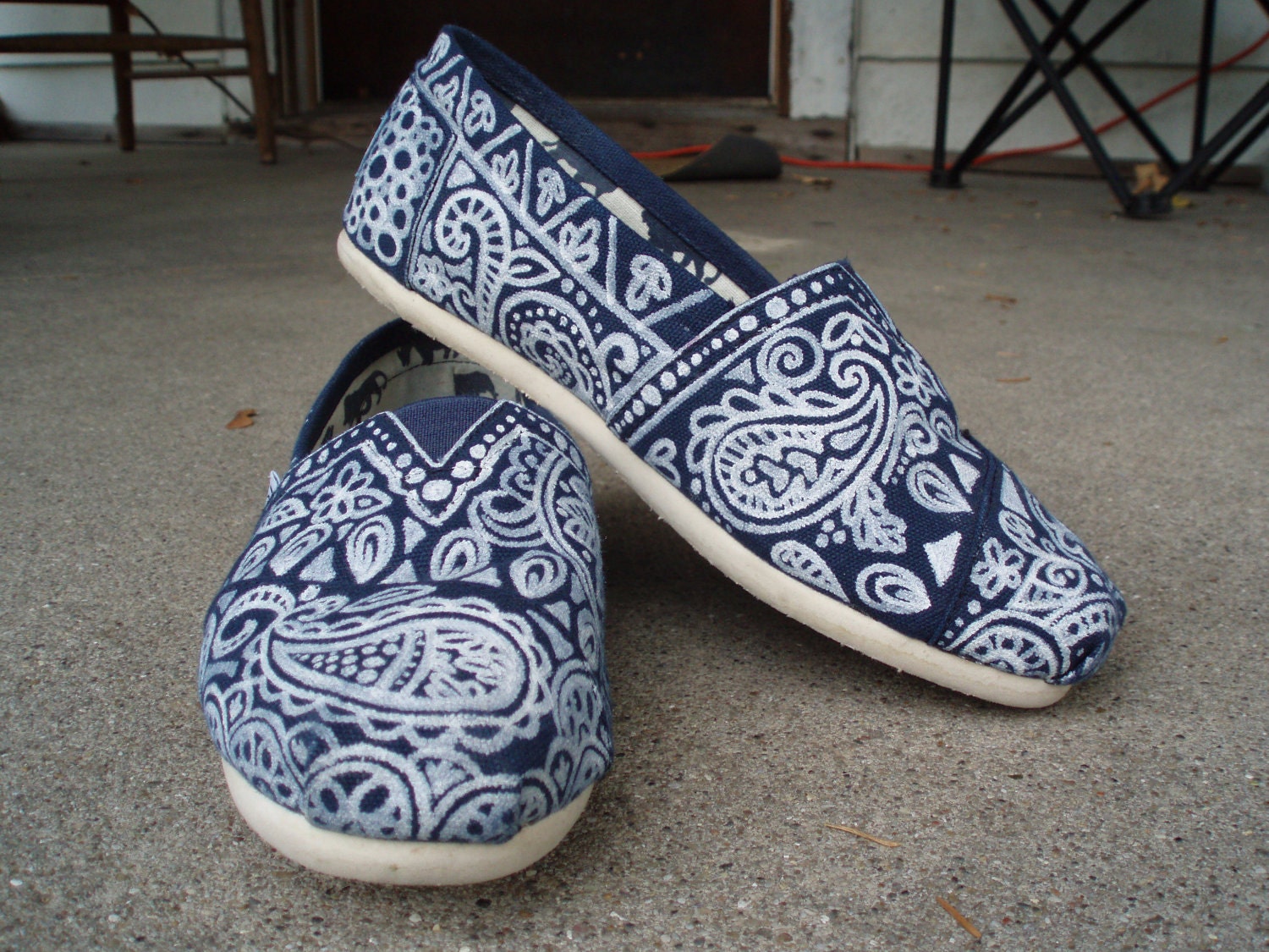 Handpainted Custom Toms Shoes - Paisley Design