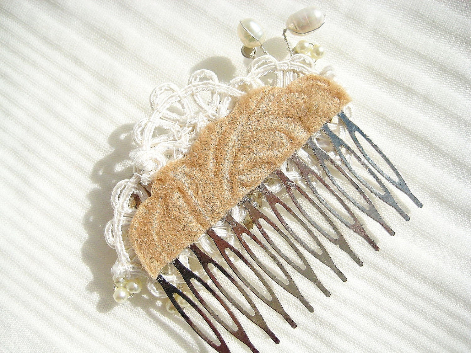 Bridal Hair Comb or Clip in Ivory with Rhinestone, Pearls, Crystal- Vintage Hair Piece- Wedding Hair Accessories- Fascinator