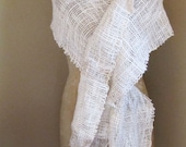 Gorgeous Soft Handwoven Shawl for Summer in Creamy Natural Whites OOAK