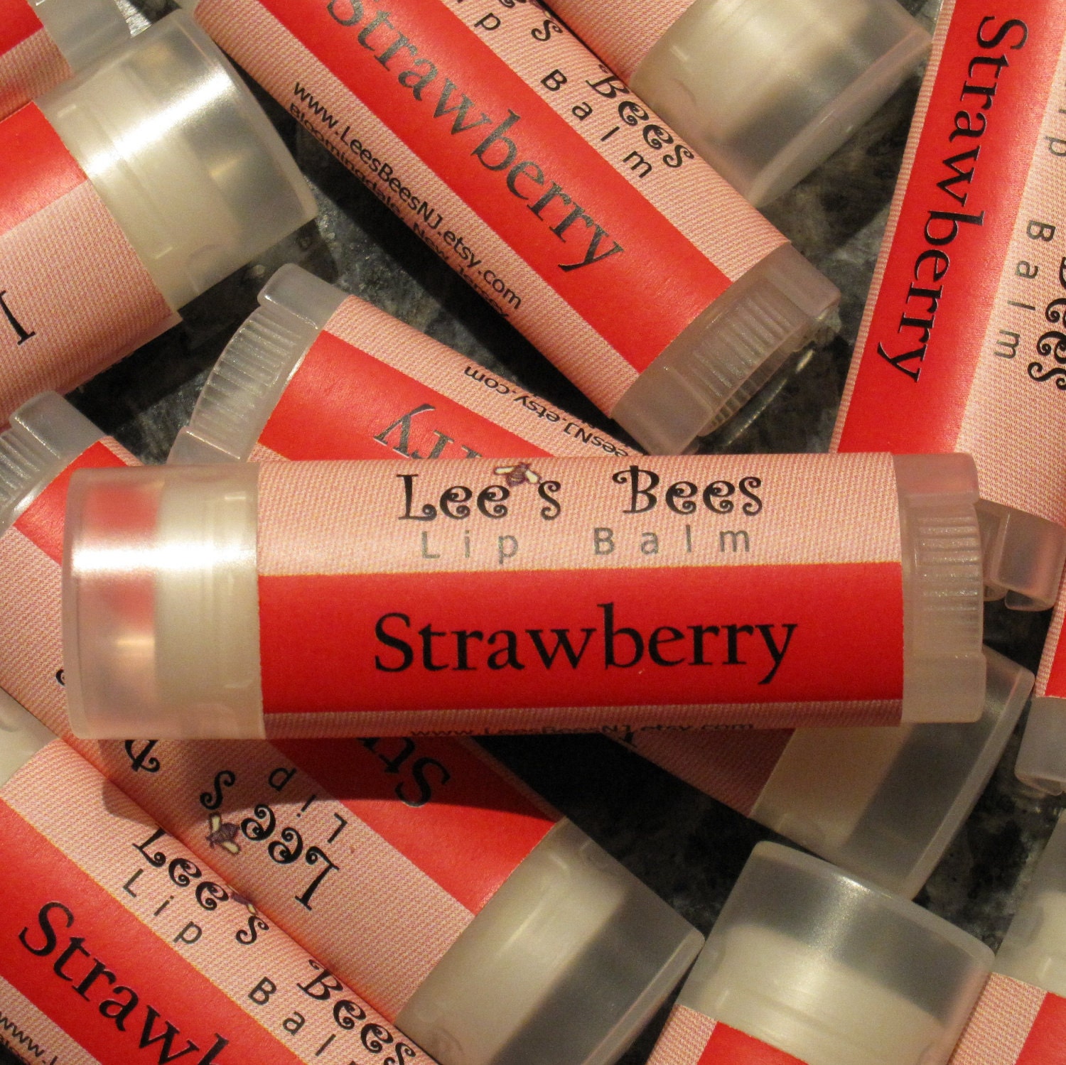 Lip Balm - Strawberry, One Tube of Beeswax Lip Salve Chapstick from Lee the Beekeeper