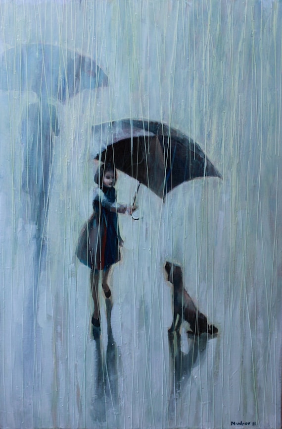 Umbrella for two . 2011 Oil painting printed on canvas(poster prints,poster boards) 16x20 87.00