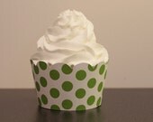 Green Polka Dot Cupcake Wrappers