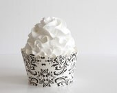 Black and Cream Small Damask Print Cupcake Wrappers Il_170x135