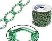 20 Foot Spool of  Green Aluminum Curb Chain 14.4 x 9mm Wide