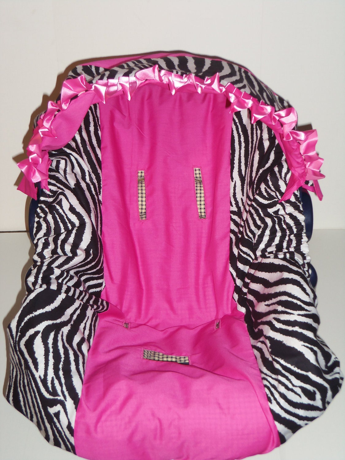 Zebra and hot pink baby car seat cover infant seat cover slip cover Graco fit Zebra and Hot pink