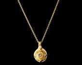 Fine Silver and 22K Regal Drop Necklace