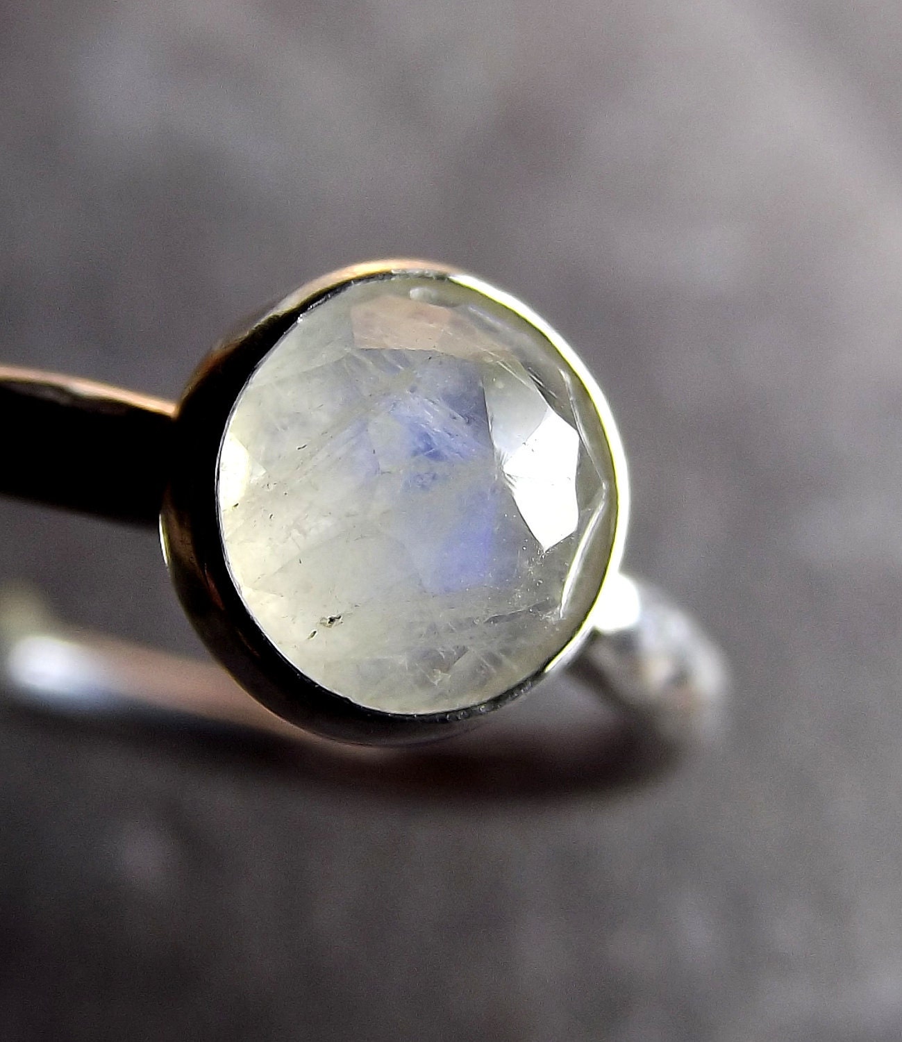 Sterling Silver Rainbow Moonstone Stacking Ring