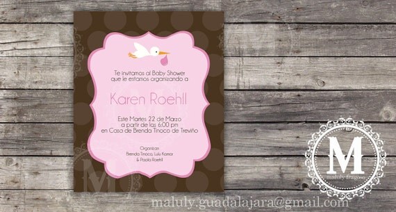 Stork Baby Shower Invitation / DIY Printable Party Invitation