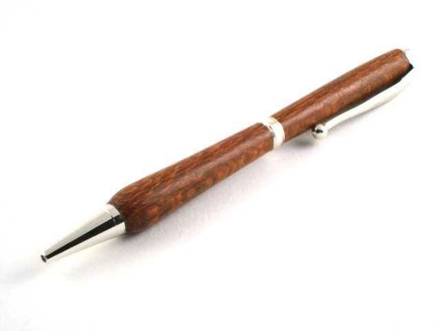Leopard Wood Pen - Slimline Style with Silver Finish