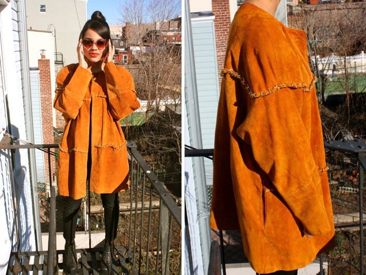 Vintage Suede Jacket with Gold Detailing