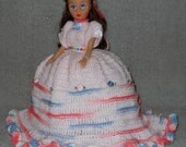EMILY-Glowing OOAK Pillow Doll blushing Mother-To-Be wears a pretty bell shaped maternity dress showing off her baby bump.