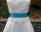 Simple Satin 2 inch Wedding Dress Sash in Teal Blue READY TO SHIP