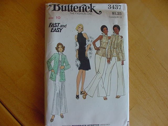 VINTAGE 1970s Butterick Pattern 3437 Misses' Sweater, Dress, Top & Pants Size 10 Bust 32 1/2 Uncut