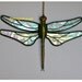 Stained Glass Dragonfly FAN PULL Suncatcher - Clear Iridescent "Krinkle" Wings - Handcast Metal Body