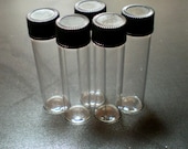 5 Large Glass Bottle Vials with Cap. Size 2 3/8 inch tall - item 1760