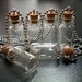 5 Small Glass Bottles with Cork, loop and Ball Chain. Miniature, Tiny, Potion, Vials. DIY Pendant.
