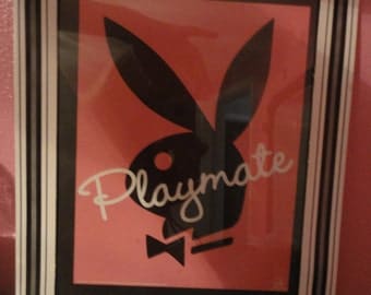 Playboy Bunny Playmate Pink & Black Mirrored Carnival Prize 80s HUGE
