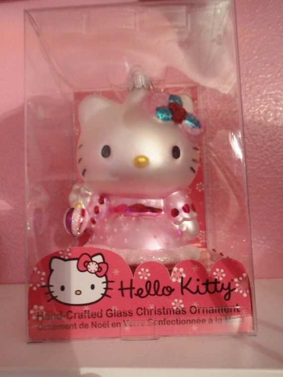 Hello Kitty Sanrio Hand  Crafted Glass Christmas Ornament