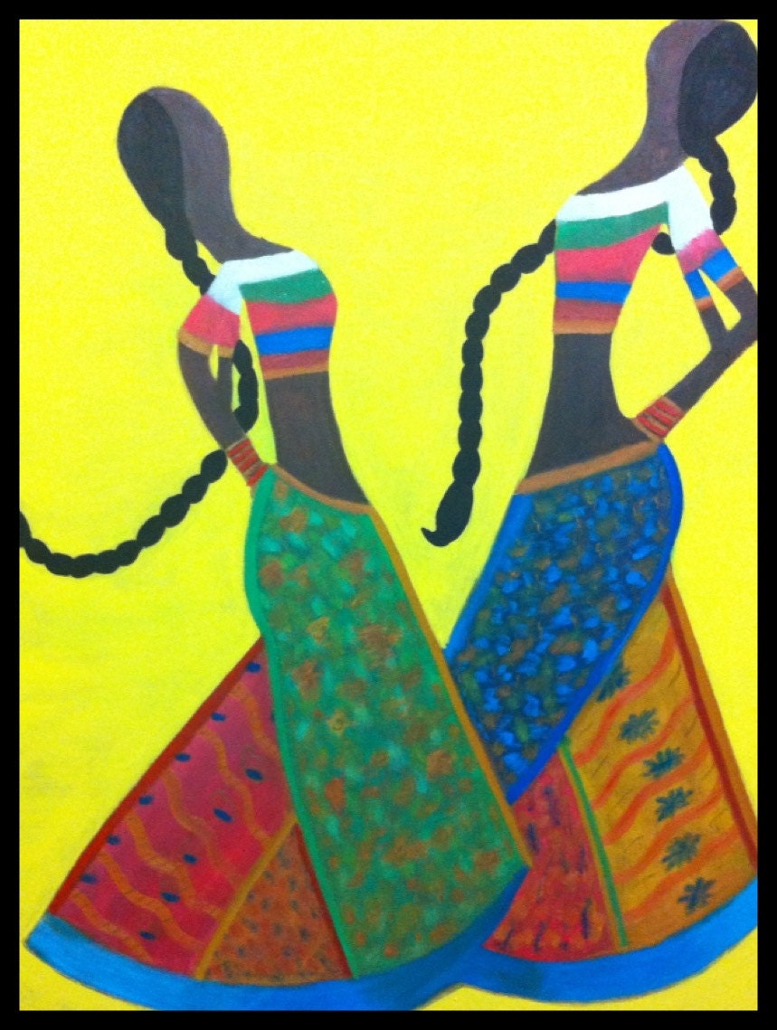 Indian Dancing girls - Acylic Painting