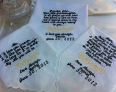 3 Custom Special Occasion Machine Embroidered Handkerchiefs for wedding