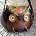 Brown Leather Owl Floral Handbag Shoulder Purse, medium size - HOOT :)