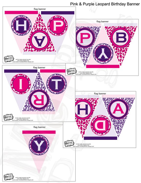 Pink & Purple Leopard Banner - Digital File Il_570xn