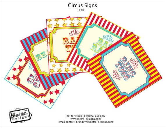 Instant Download - 30qty Circus/Carnival Signs Il_570xn