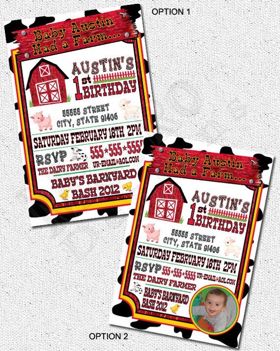 Barnyard, Farm Animal Theme Invitations Il_570xn