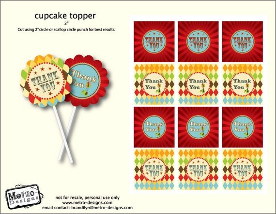 Circus theme tags/labels - D.I.Y. Printable tags, Digital File by: Metro Events/Metro-designs Il_570xn