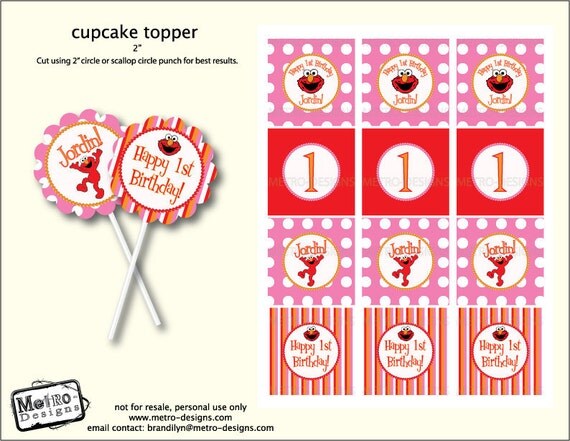 Elmo - Cupcake Toppers, Favor Tags Il_570xn