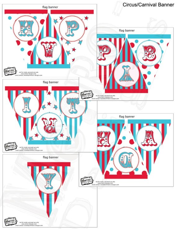 Circus, Party Banner - Digital File - 5 Color Options Il_570xn