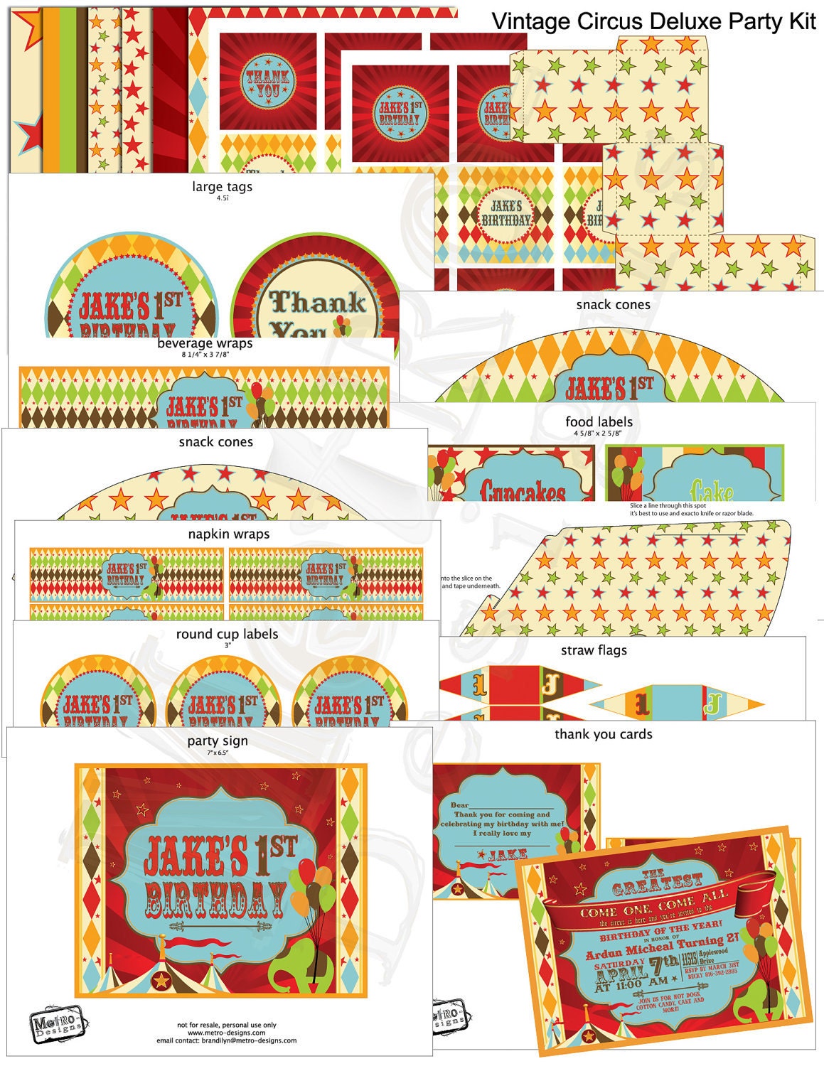 Vintage Circus - Deluxe Party Kit Il_570xn