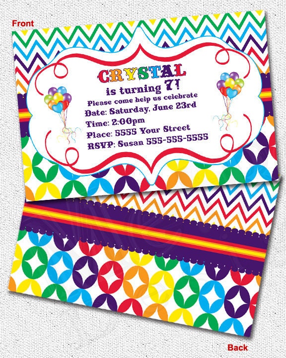 Rainbow Birthday Party Invitation Il_570xn